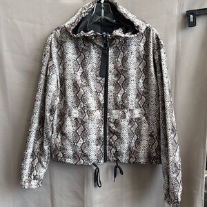 Me Jane Snakeskin Zip Hooded Windbreaker Jacket Size Large